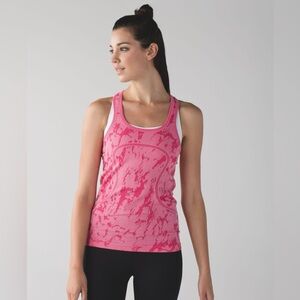 Lululemon Swiftly Tech Racerback Tank Heathered Bon Bon Sz 6 Pink Static Pattern